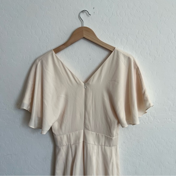 Fame and Partners V-Neck Cream Flutter Sleeve Dress - Picture 11 of 13